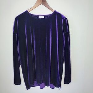 J Jill Velvet Long Sleeve Top Womens Medium Purple Whimsigoth Witchy Jewel Tone
